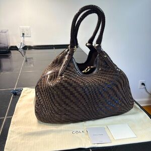 Cole Haan Genevieve Weave Large Tote Chocolate Leather/Suede